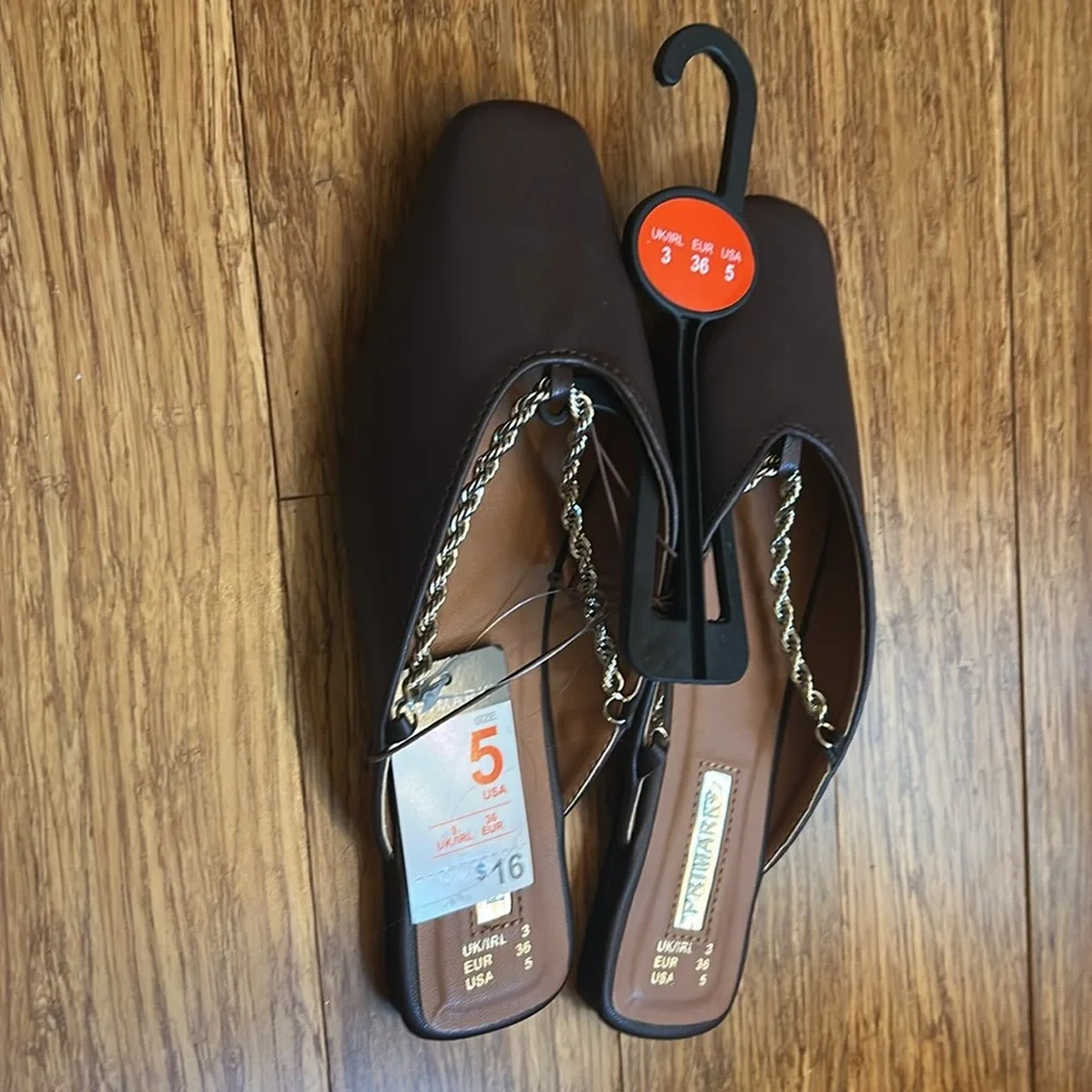 Primark Brown Mules with Gold Braids - Picture 3 of 4